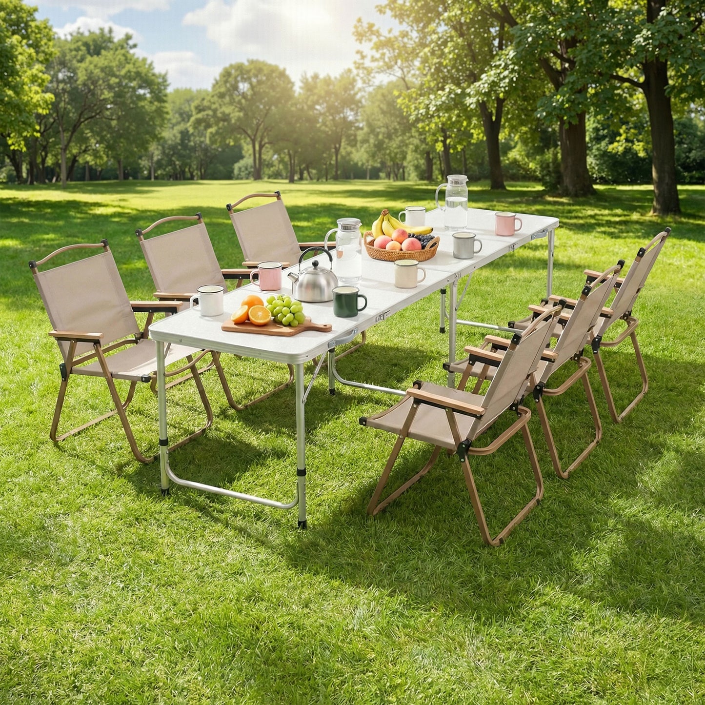 Weisshorn 7pc Camping Table Chair Set Outdoor Folding Aluminium Portable Picnic