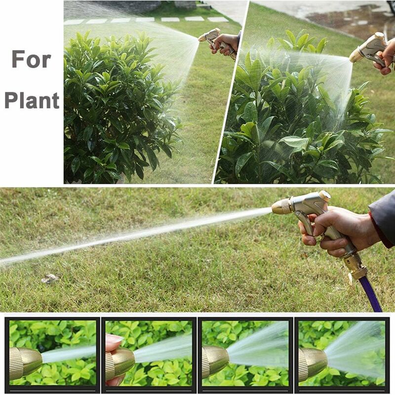 Garden Hose Spray Gun With Full Brass Nozzle, 100% Metal Heavy Duty Water Gun, High Pressure Spray Nozzle For Watering