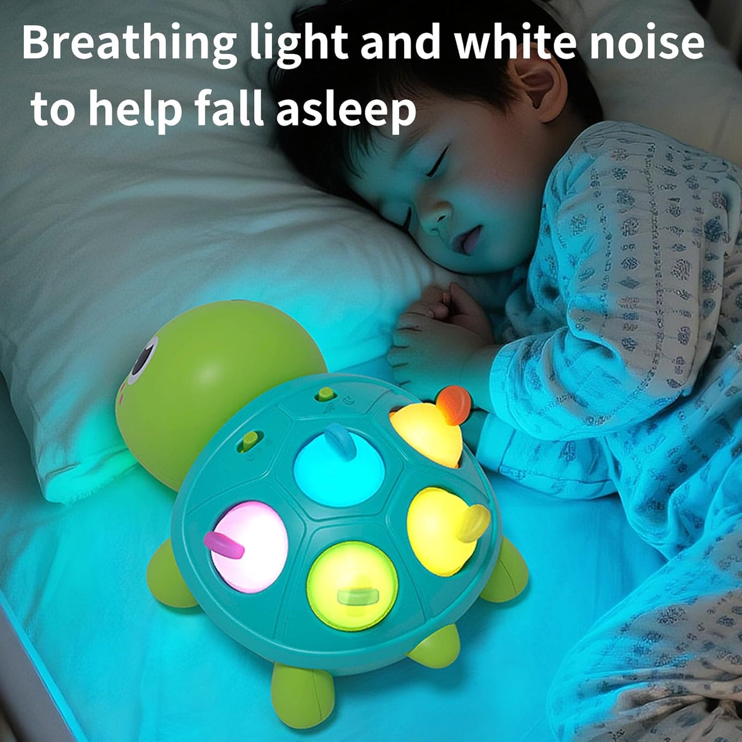 Educational Toys 0-5 Years – Baby Night Light – Baby Crawling Musical Turtle – Lights and Music for Fine Motor Skills and Sleep Guidance – 2-in-1 Play and Sleep Mode – Obstacle Avoidance – BPA Free and Teether Friendly