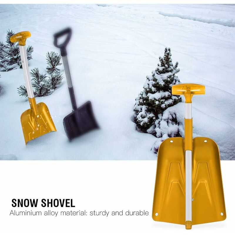 Snow Shovel, Comfortable Handle, Telescopic Snow Shovel Extension, Fine Texture for Outdoor Use (Gold)