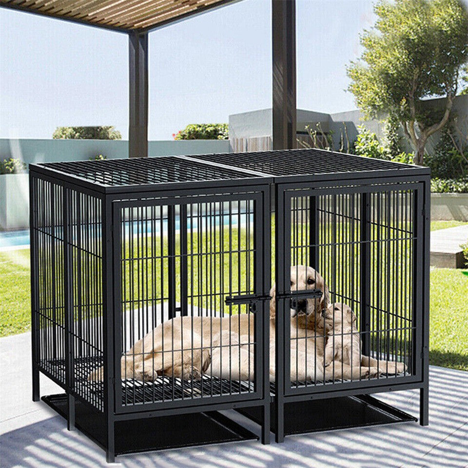 Fin Giant Dog Cage Indoor Outdoor Super-Hard Metal Kennel Pet Playpen W Tray&Divider