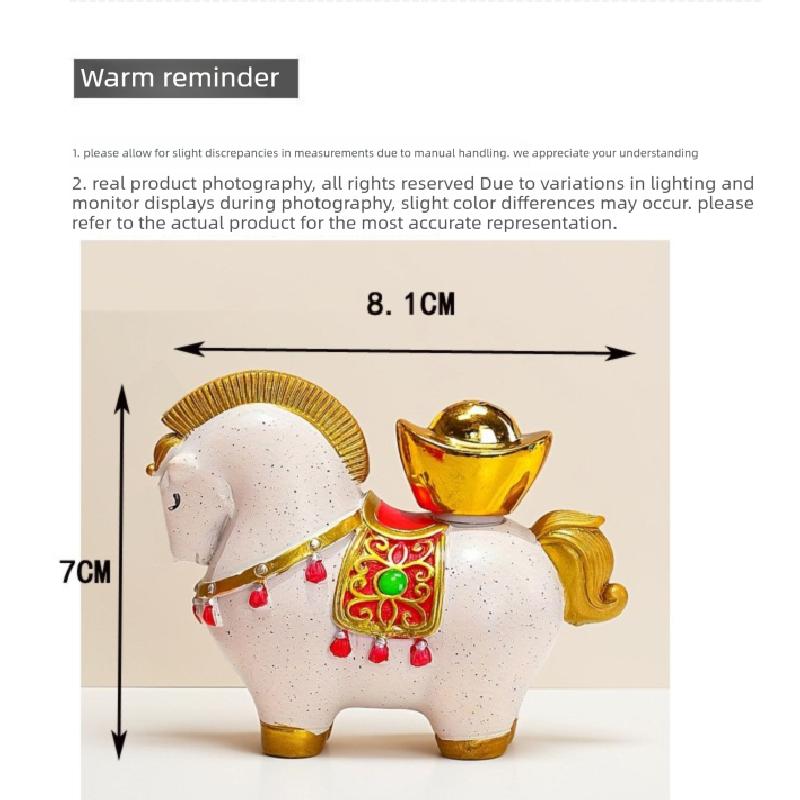 White Red New Chinese Style Resin Horse Figurine with Rotating Lucky Bag – Elegant Home or Office Decor for Modern Living Spaces(Good fortune and prosperity shall soon be yours)