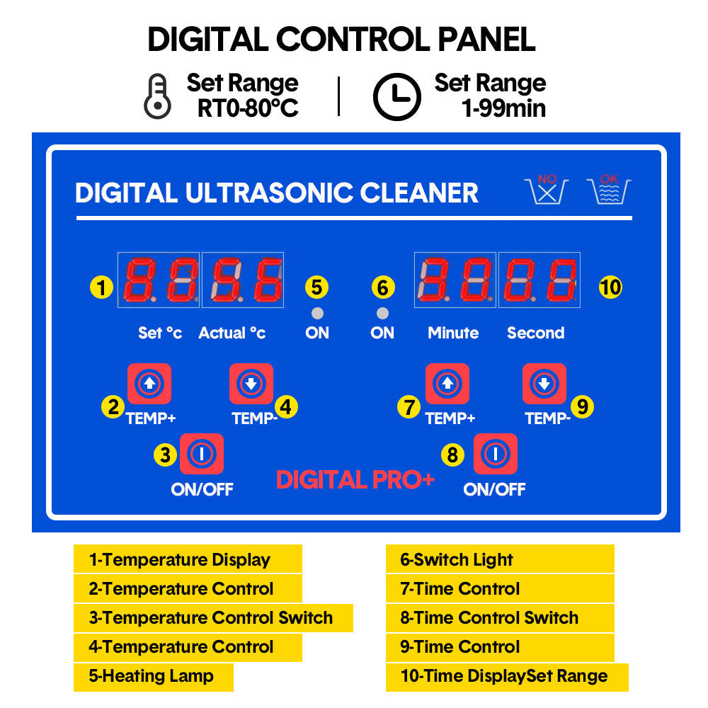 2L Ultrasonic Cleaner Lab-Grade Stainless Steel Ultrasonic Cleaning Machine Digital Heating Timer and Basket for Home and Commercial Jewellery Eyeglass