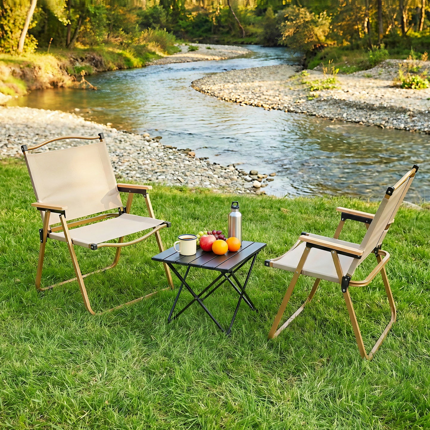 Weisshorn 3pc Camping Table Chair Set Outdoor Folding Aluminium Portable Picnic