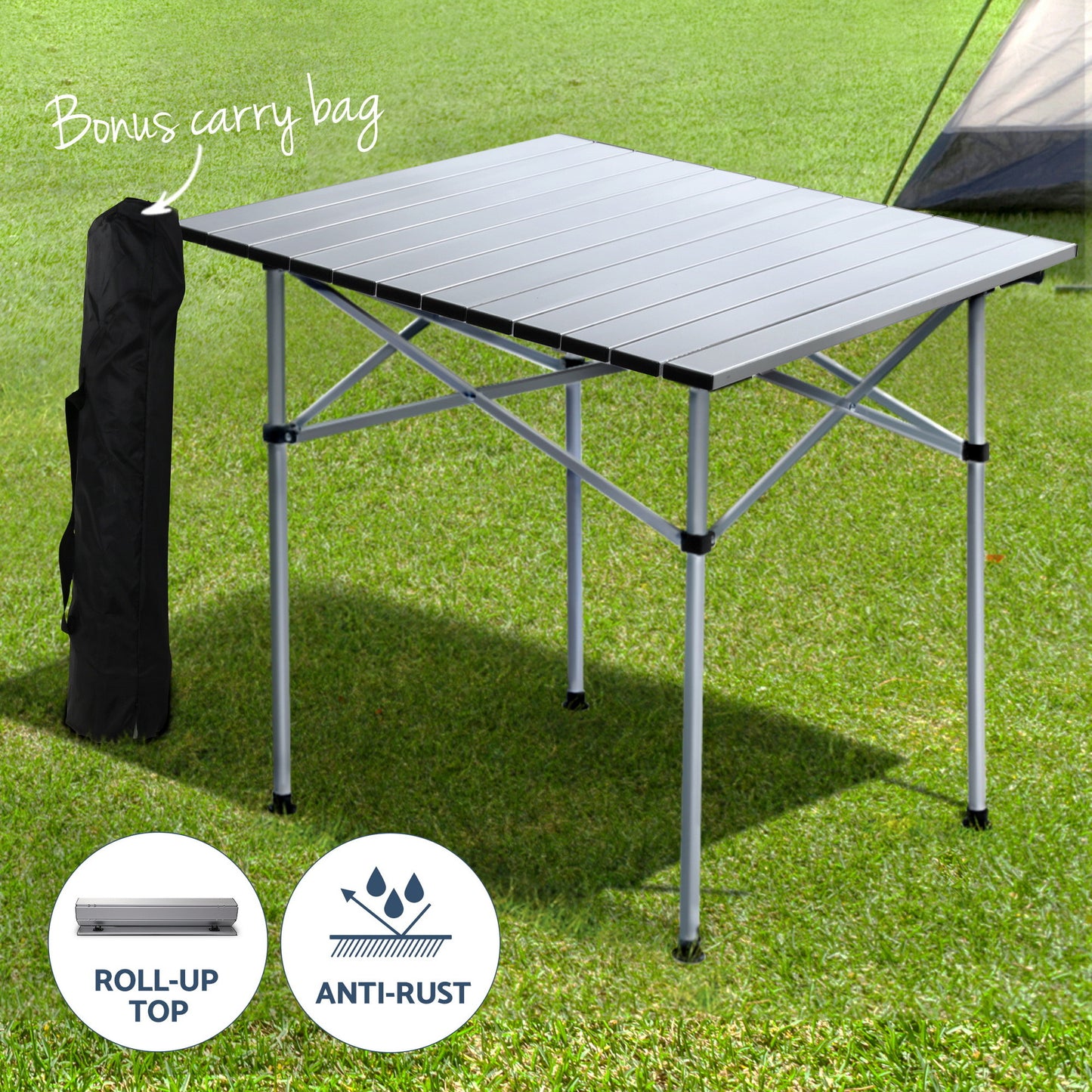 Weisshorn 3pc Camping Table Chair Set Outdoor Folding Aluminium Portable Picnic