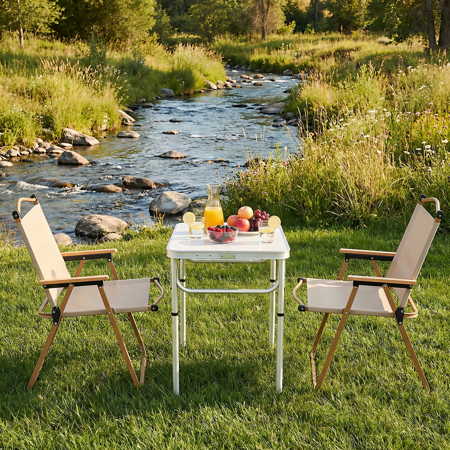 Weisshorn 3pc Camping Table Chair Set Outdoor Folding Aluminium Portable Picnic