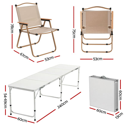 Weisshorn 7pc Camping Table Chair Set Outdoor Folding Aluminium Portable Picnic