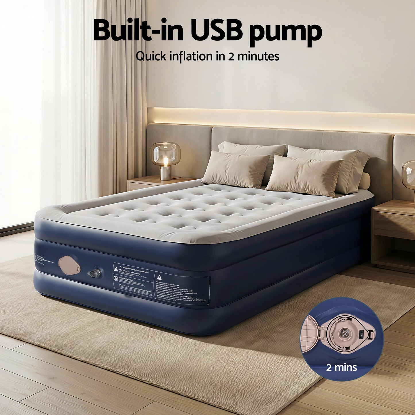 Weisshorn Air Mattress Single Inflatable Bed 46cm Air bed Cube