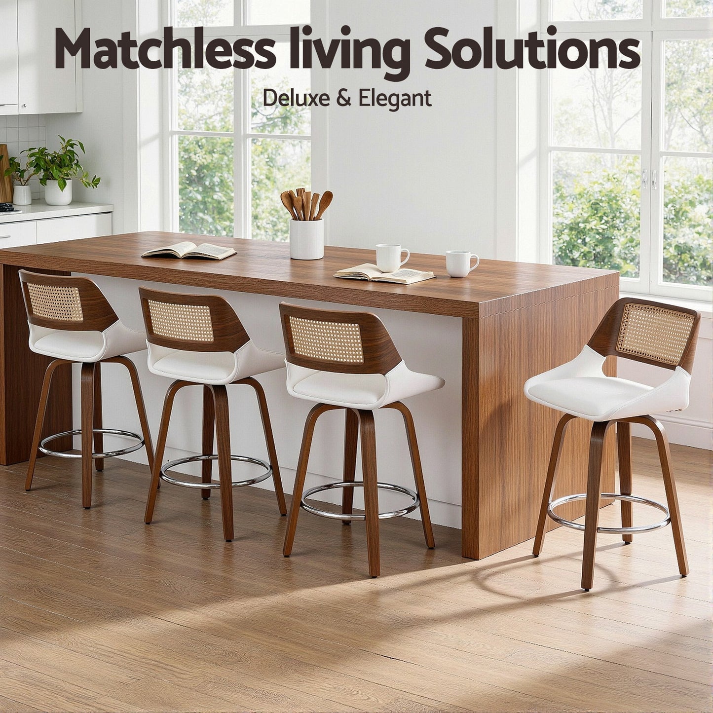 Artiss Wooden Bar Stools Swivel Kitchen Counter Stool Chair 60cm Seat Height