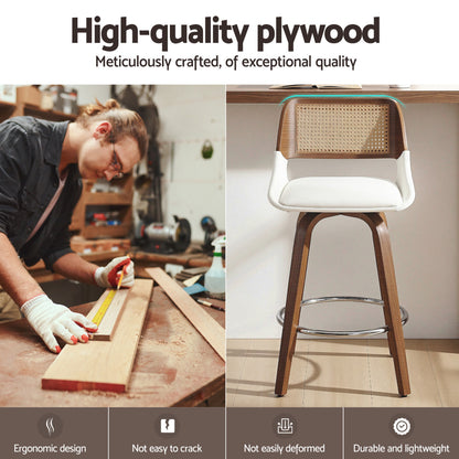 Artiss Wooden Bar Stools Swivel Kitchen Counter Stool Chair 60cm Seat Height