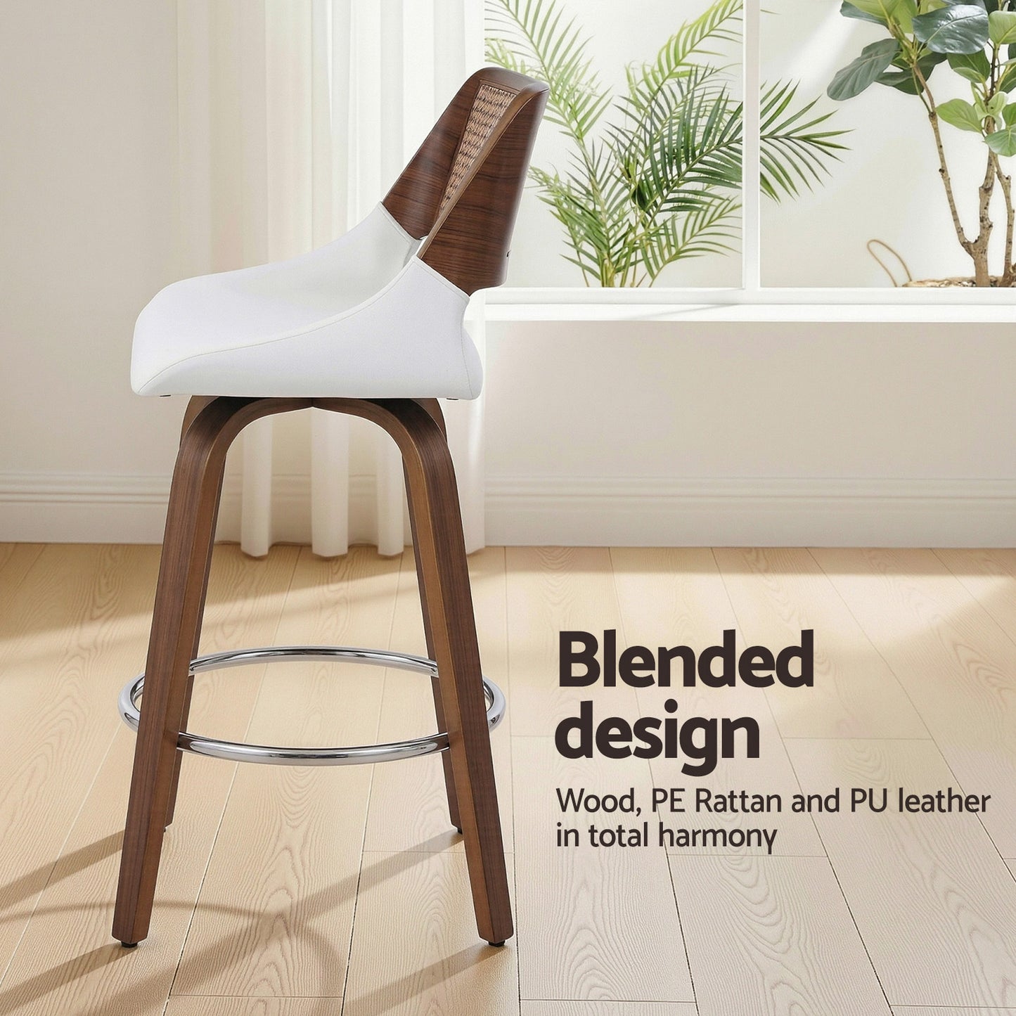 Artiss Wooden Bar Stools Set of 4 Swivel Kitchen Counter Stool Chair 60cm Seat Height