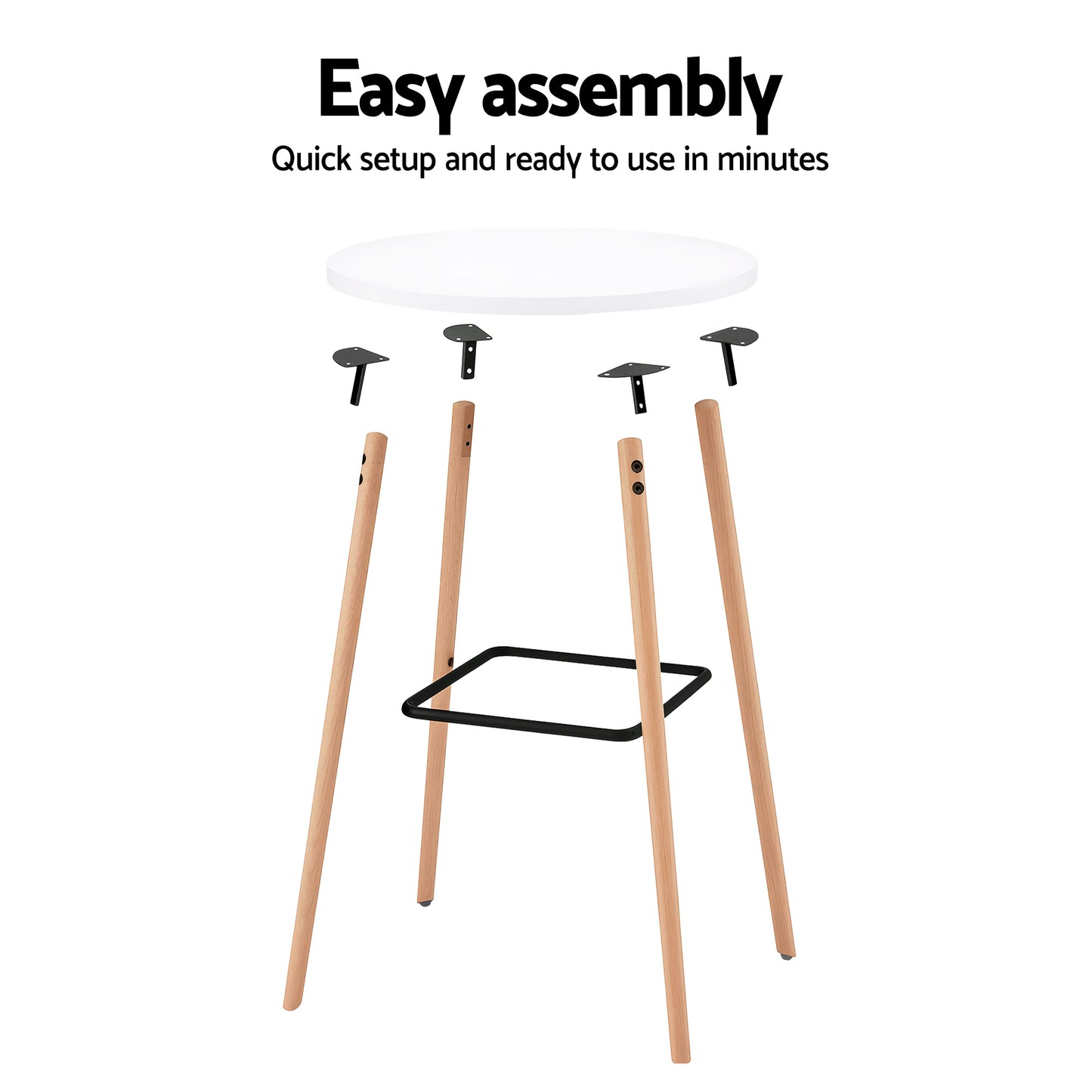 Artiss Bar Table Round Counter Kitchen Dining Desk Pub 98cm Height Wood White