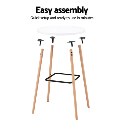 Artiss Bar Table Round Counter Kitchen Dining Desk Pub 98cm Height Wood White