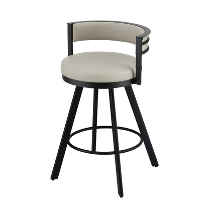 Artiss Bar Stool Swivel Kitchen Chair Metal PU Leather Counter Beige