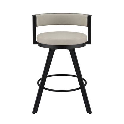 Artiss Bar Stool Swivel Kitchen Chair Metal PU Leather Counter Beige
