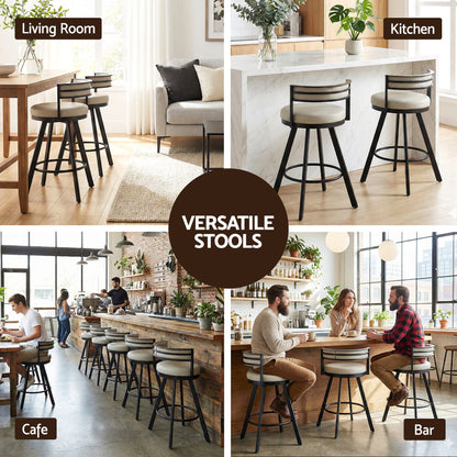 Artiss Bar Stool Swivel Kitchen Chair Metal PU Leather Counter Beige