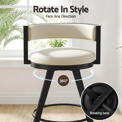 Artiss Bar Stool Swivel Kitchen Chair Metal PU Leather Counter Beige