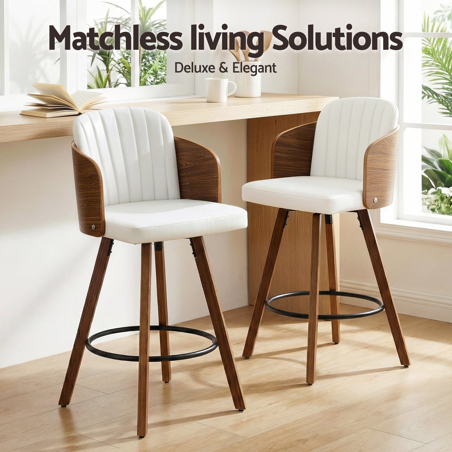 Artiss Wooden Bar Stools Swivel Kitchen Counter Stool Chair 58cm Seat Height