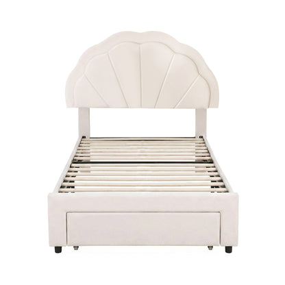 Artiss King Single Bed Frame with Storage Drawer Upholstered Velvet Platform Bed LED Headboard