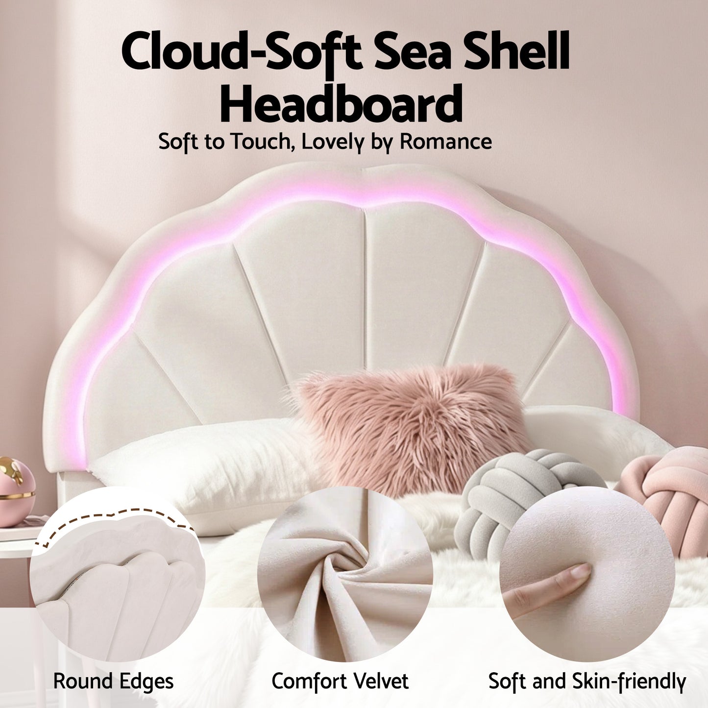 Artiss King Single Bed Frame with Storage Drawer Upholstered Velvet Platform Bed LED Headboard