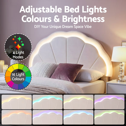 Artiss King Single Bed Frame with Storage Drawer Upholstered Velvet Platform Bed LED Headboard