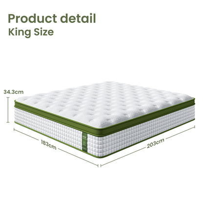Artiss BedStory King Bed Frame with Mattress Set Platform Base Pocket Coil Linen Upholstered