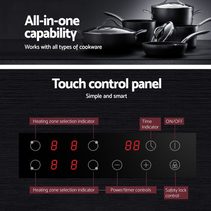 Devanti Electric Ceramic Cooktop 60cm Touch Control Grey