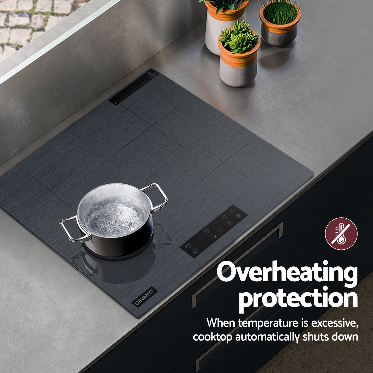 Devanti Electric Ceramic Cooktop 60cm Touch Control Grey