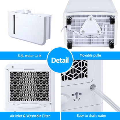 Devanti 50L/Day Dehumidifier Home Air Dryer Mould Moisture 8.5L Tank