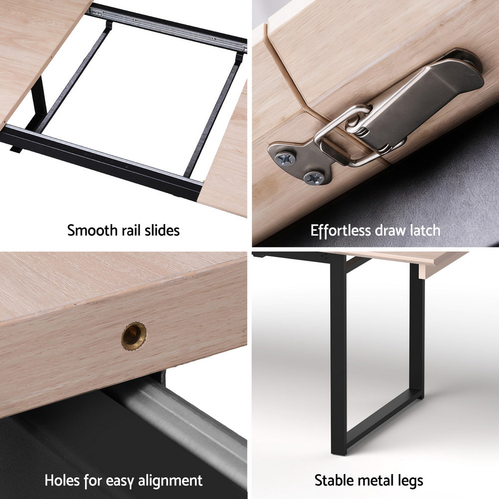 Artiss 2M Extendable Dining Table Kitchen Cafe Lounge Restaurant Tables Natural