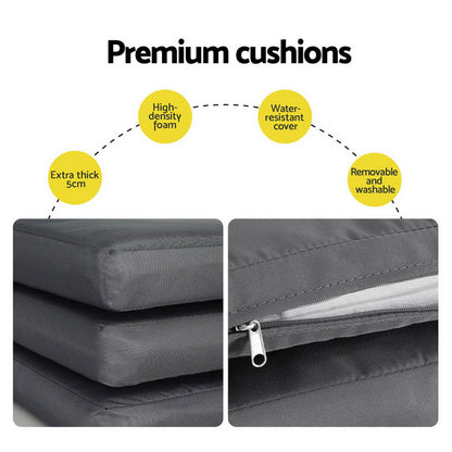 Gardeon Outdoor Dining Set 5 Piece Aluminum Extendable Table Setting White