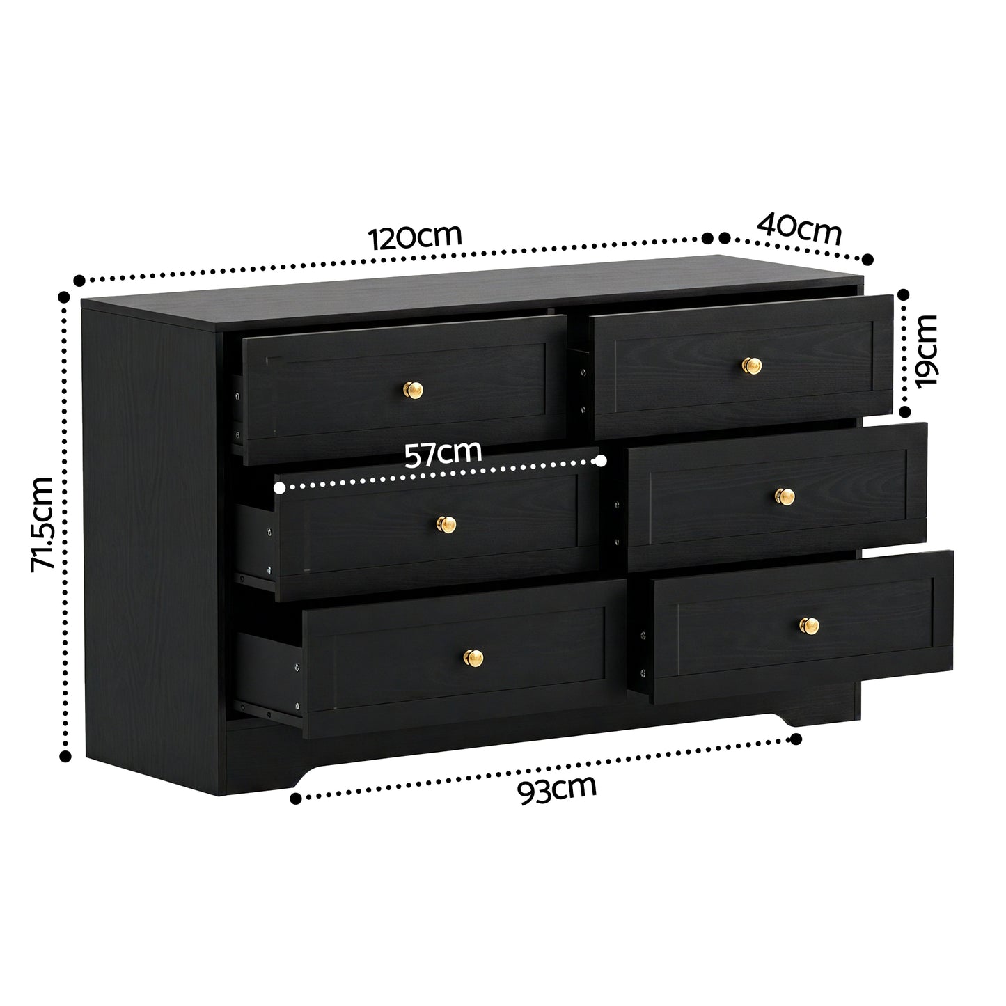 Artiss 6 Chest of Drawers Tallboy Cabinet - LEIF Black
