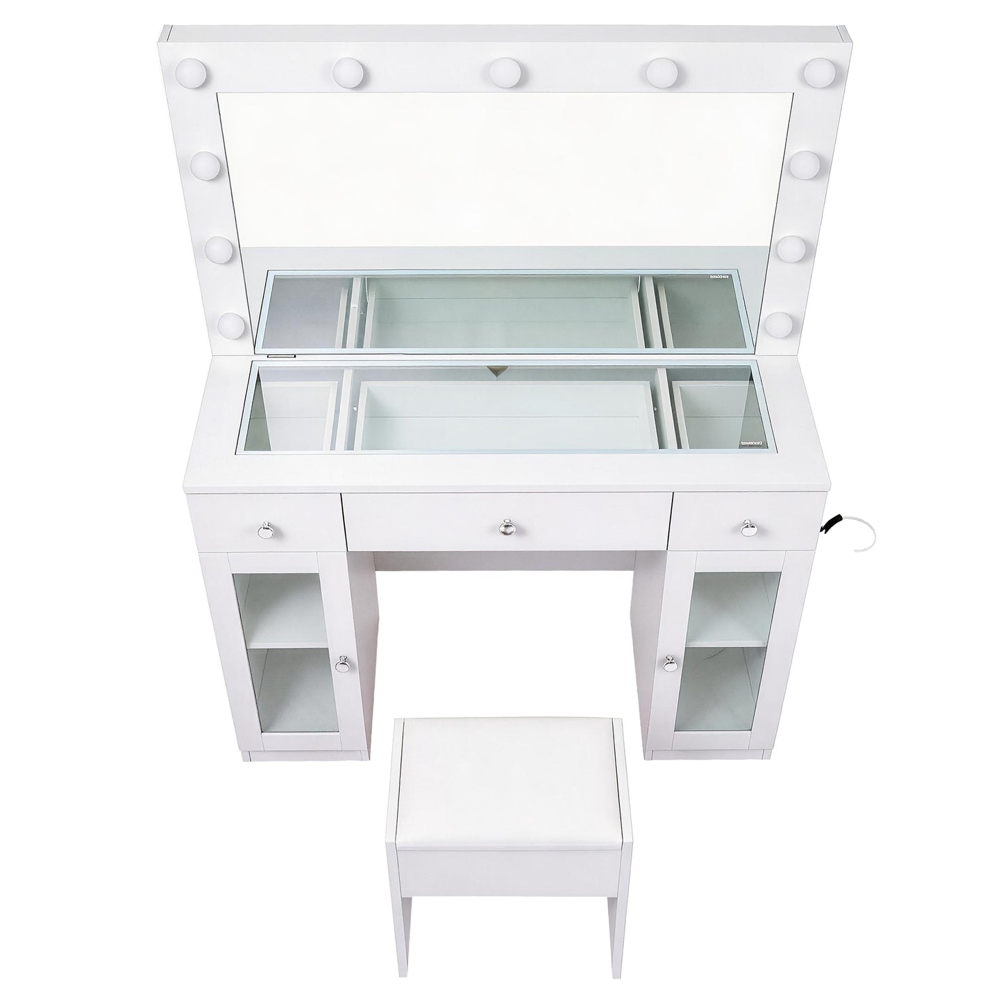 Artiss Dressing Table Vanity Desk Set LED Bulbs RGB Light White