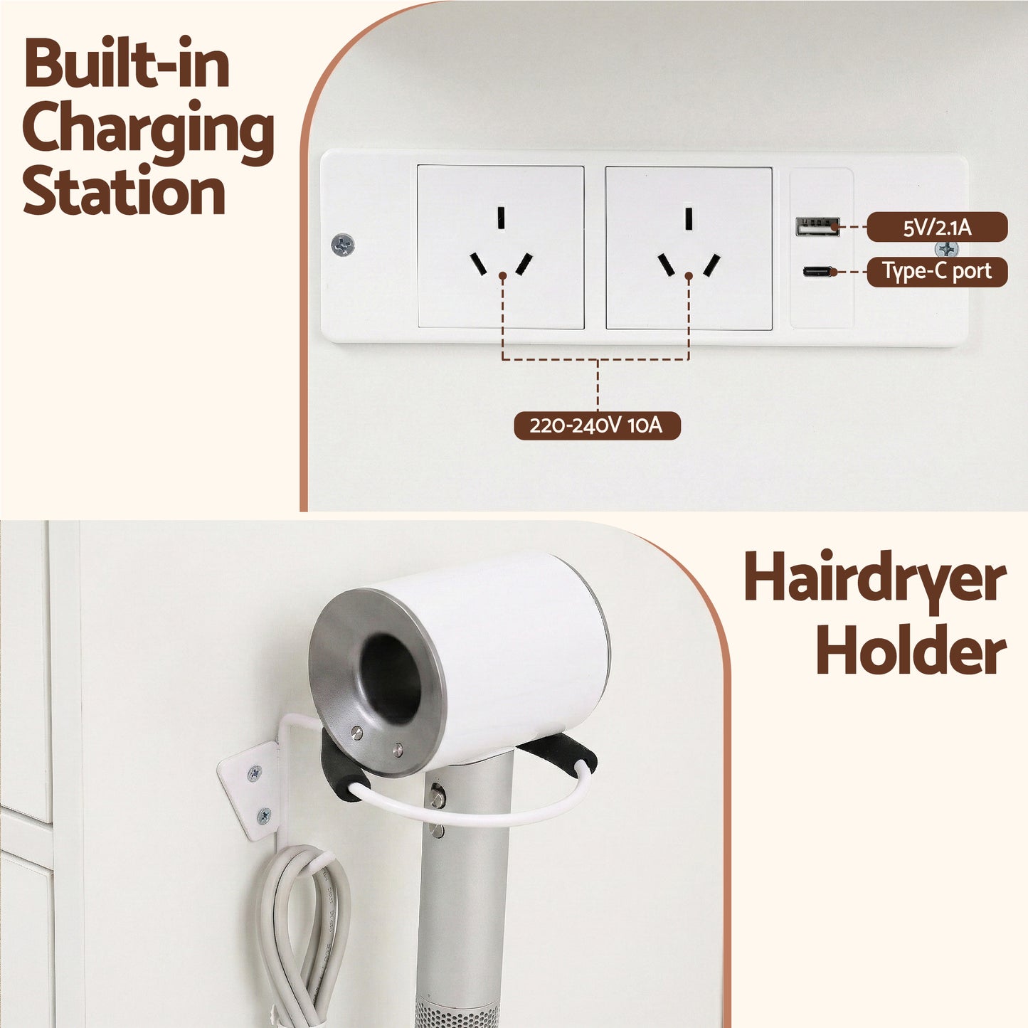 Artiss Dressing Table Vanity Desk Set LED Bulbs RGB Light White