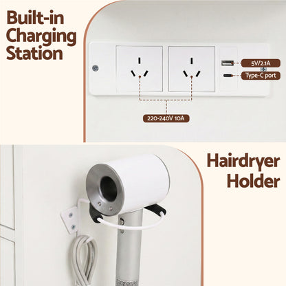 Artiss Dressing Table Vanity Desk Set LED Bulbs RGB Light White