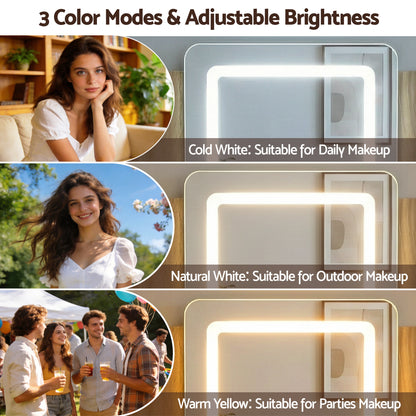 Artiss Dressing Table LED Vanity Desk Set Stool Wood