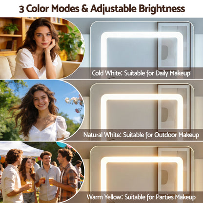 Artiss Dressing Table LED Vanity Desk Set Stool White