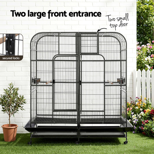 i.Pet Bird Cage Extra Large Aviary 185cm Pet Parrot Cage Castor Wheel Removable Divider