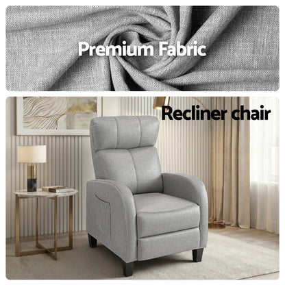 Artiss Massage Recliner Chair Small Recliner Sofa for Adults Fabric Grey