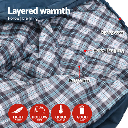 Weisshorn Sleeping Bag Set of 2 Single Thermal Camping Hiking Tent 0℃