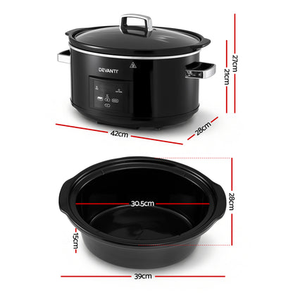 Devanti 8L Slow Cooker Electric Multi Cooker with 3 Heat Settings and Keep Warm Function