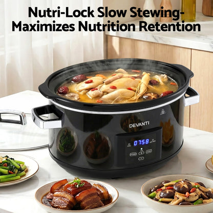 Devanti 8L Slow Cooker Electric Multi Cooker with 3 Heat Settings and Keep Warm Function