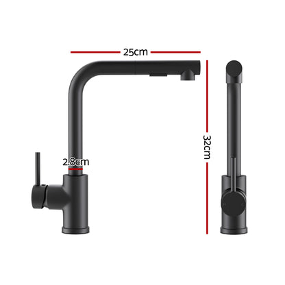 Cefito Stainless Steel Sink 60x45CM With Pull Out Mixer Tap Kitchen Basin Single Bowl Black