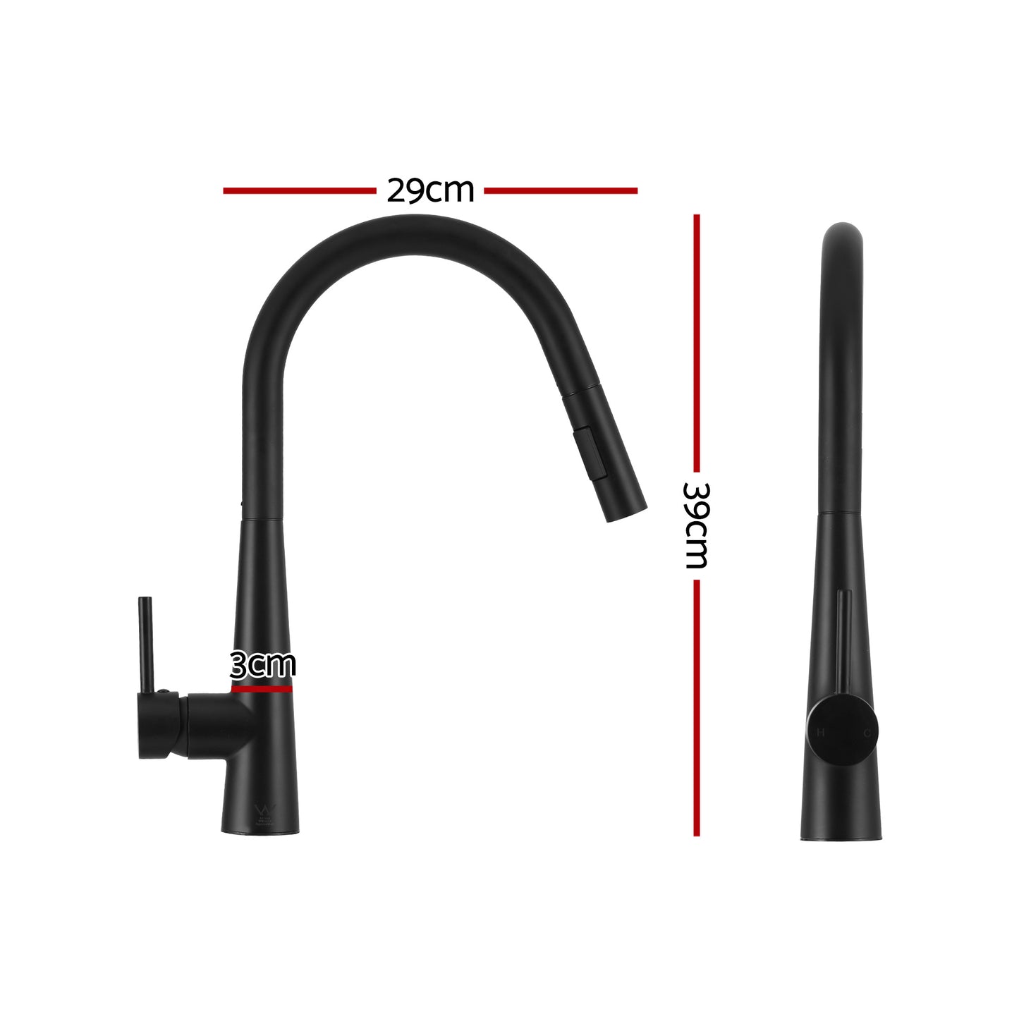 Cefito Stainless Steel Sink 70x45CM With Pull Out Mixer Tap Kitchen Basin Single Bowl Black