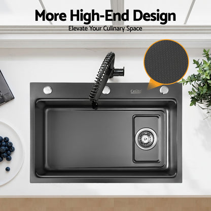 Cefito Kitchen Sink 304 Stainless Steel Bar Sink Millet Grain Water Basin Sink