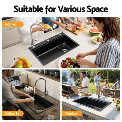 Cefito Kitchen Sink 304 Stainless Steel Bar Sink Millet Grain Water Basin Sink