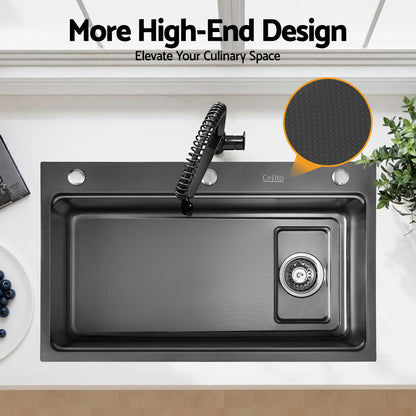 Cefito Kitchen Sink 304 Stainless Steel Bar Sink Millet Grain Water Basin Sink