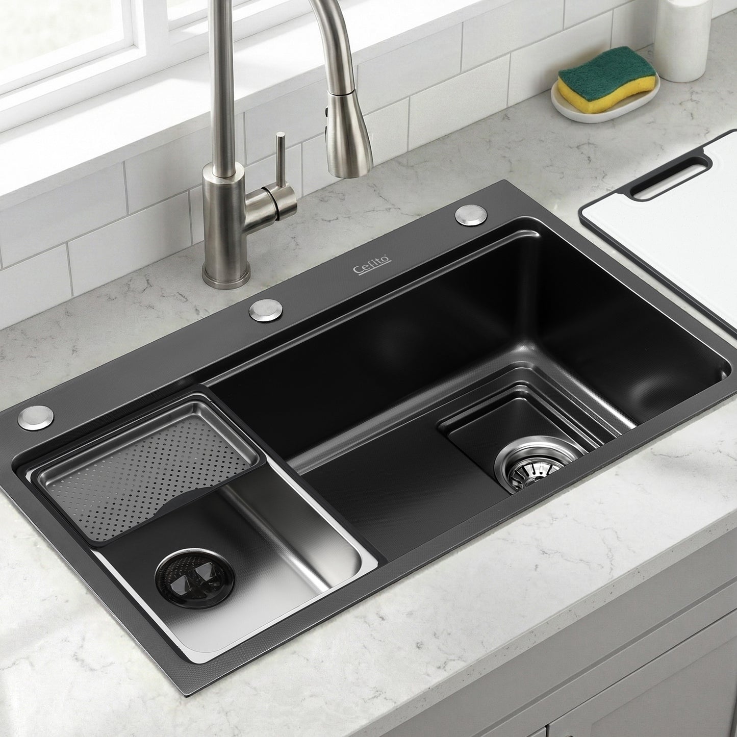 Cefito Kitchen Sink 304 Stainless Steel Bar Sink Millet Grain Water Basin Sink