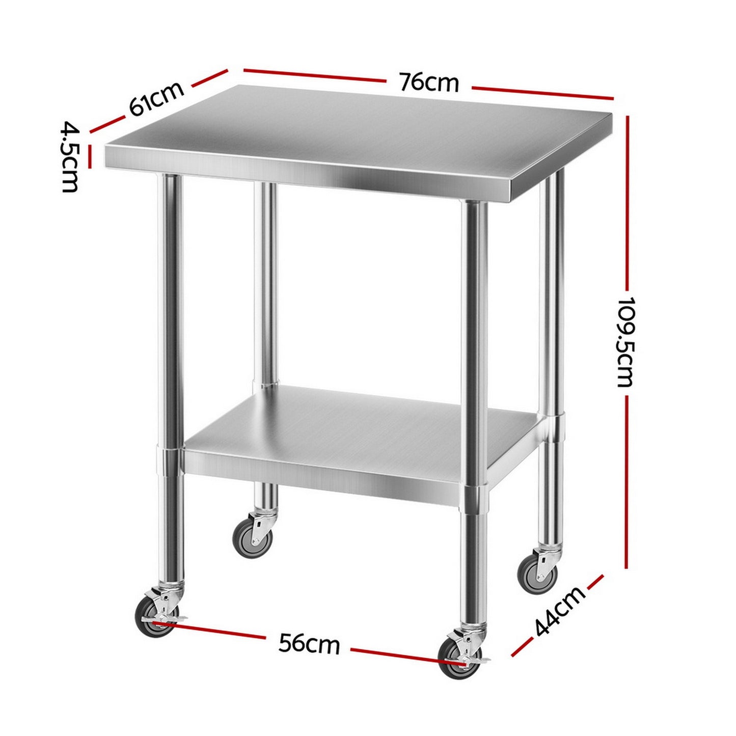 Cefito Stainless Steel Kitchen Bench w/ Splashback 760x610MM 430