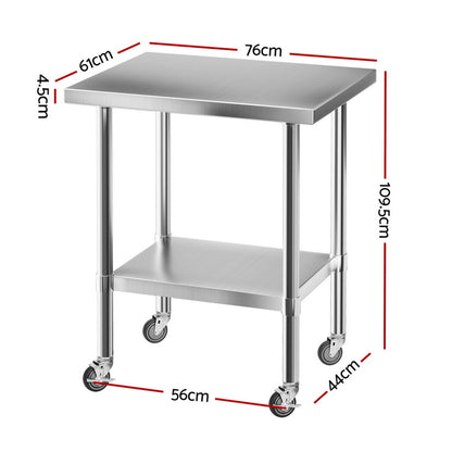Cefito Stainless Steel Kitchen Bench w/ Splashback 760x610MM 430